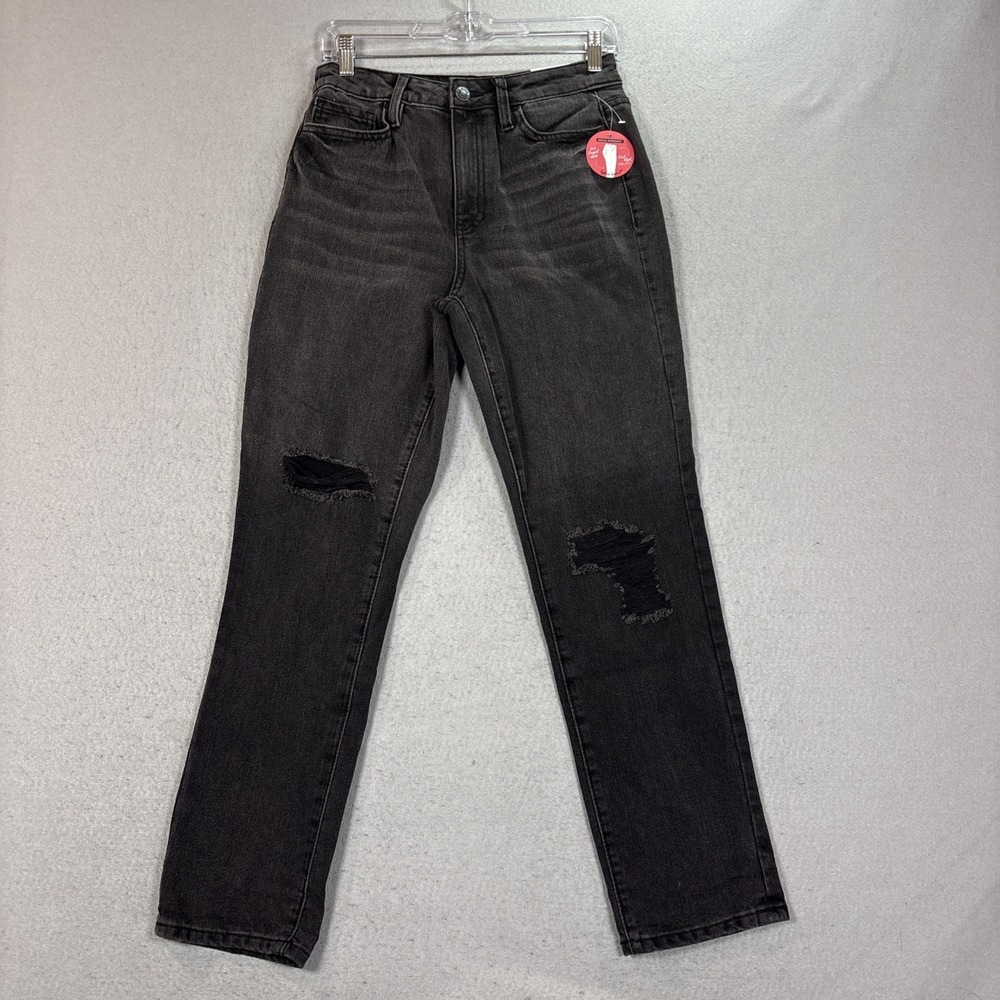 YMI Destruct Black Mom Jean Dream Jeans Size 5/27 Hybrid Denim NWT